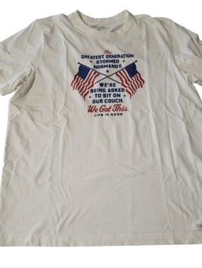 Life is Good Greatest Generation Covid Short Sleeve T Shirt Patriotic Flag L
